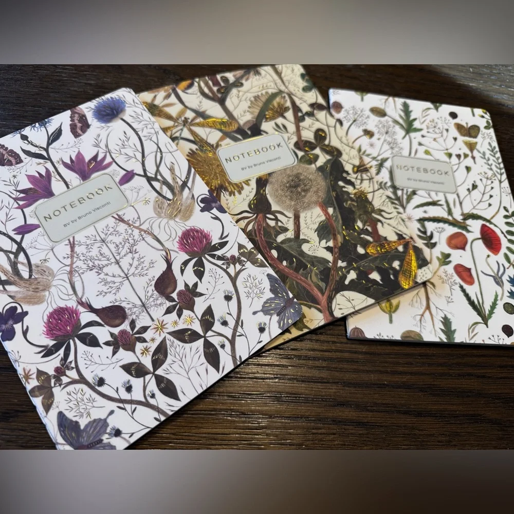 Set of 3 Gorgeous Gold Foil Detailed Soft Touch Notebook Journals- lovely gift!